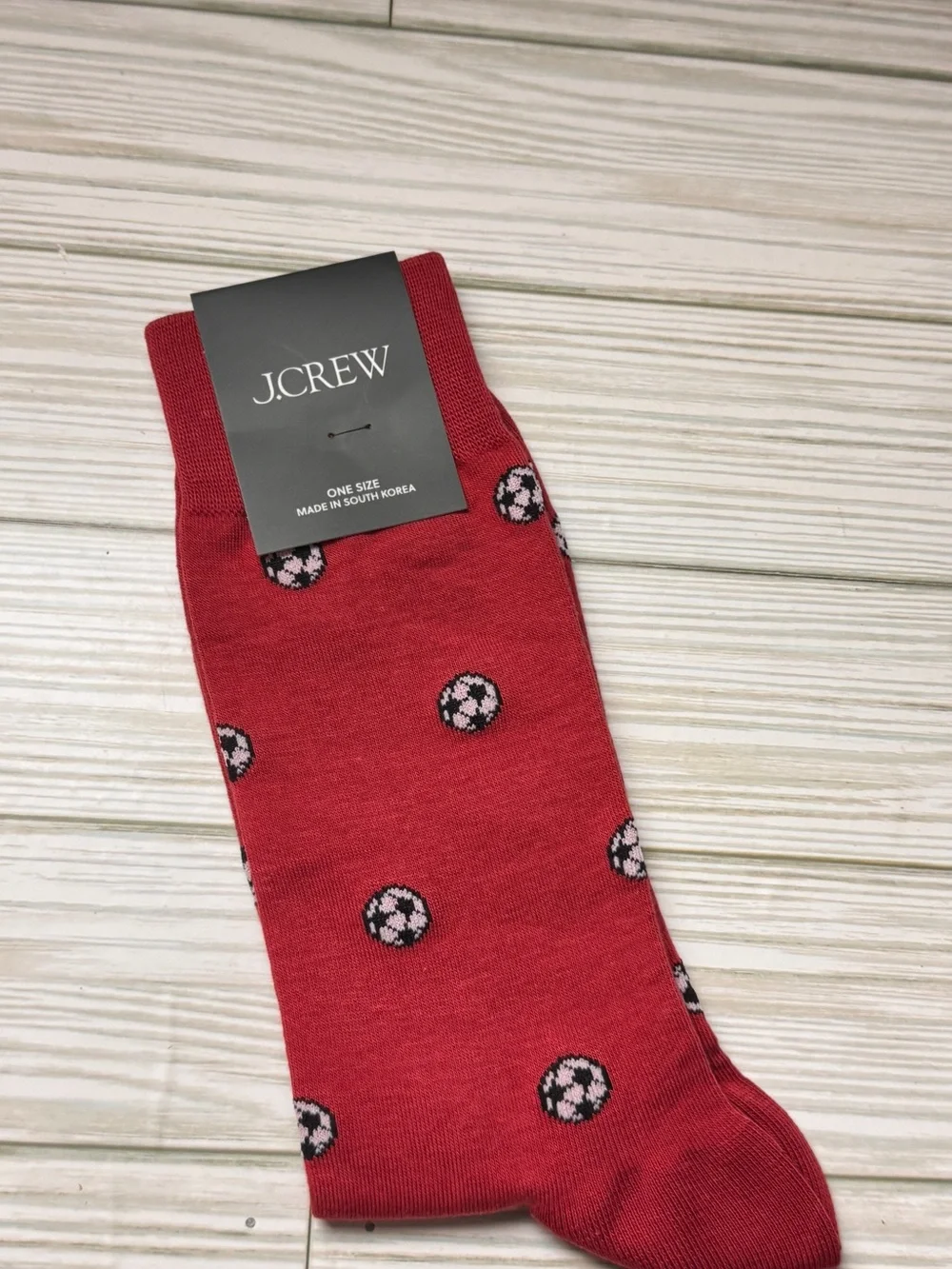 J.Crew Football Pattern Crew Style Red Patterned Crew Socks New with Tag